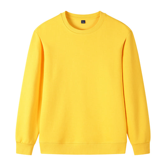 320g Straight Shoulder Pure Cotton Autumn Long Sleeve Round Neck Solid Color Sweatshirt Customized
