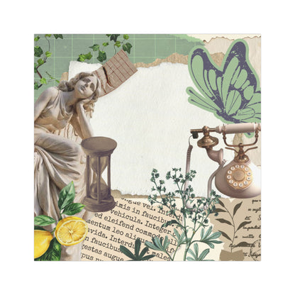 Vintage Collage Car Magnet — Botanical Butterfly & Retro Phone Design